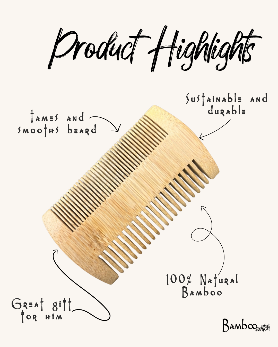 Bamboo Beard Comb | Summer Bestseller