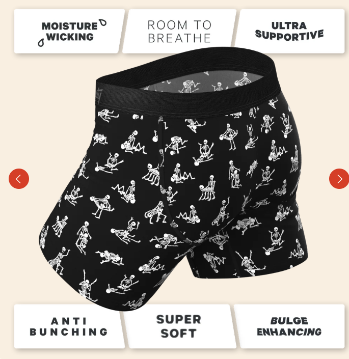 Shinesty Skeleton Boxer Briefs side view showing features